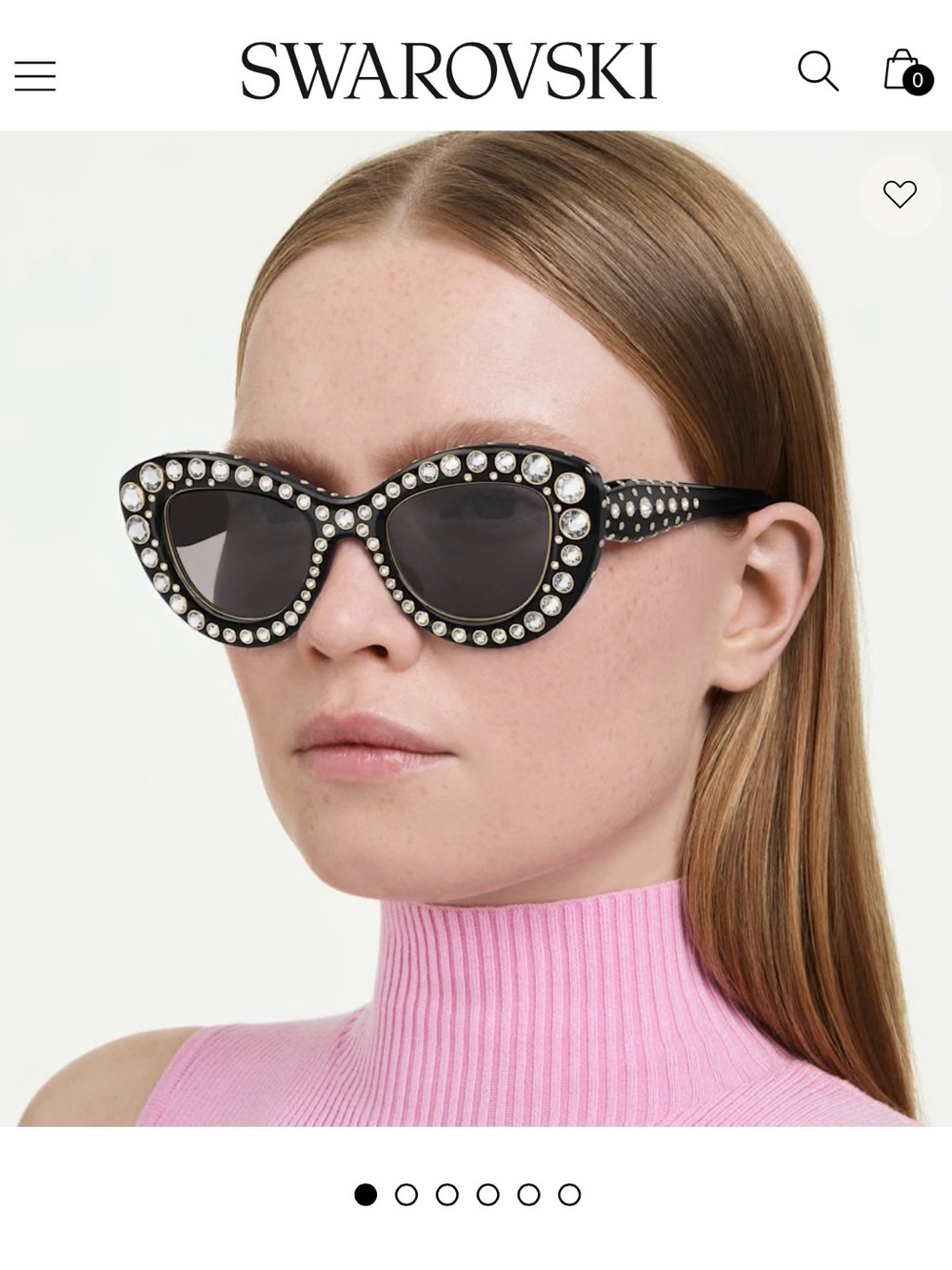 Swarovski Black Cat-Eye Sunglasses with Silver Crystals